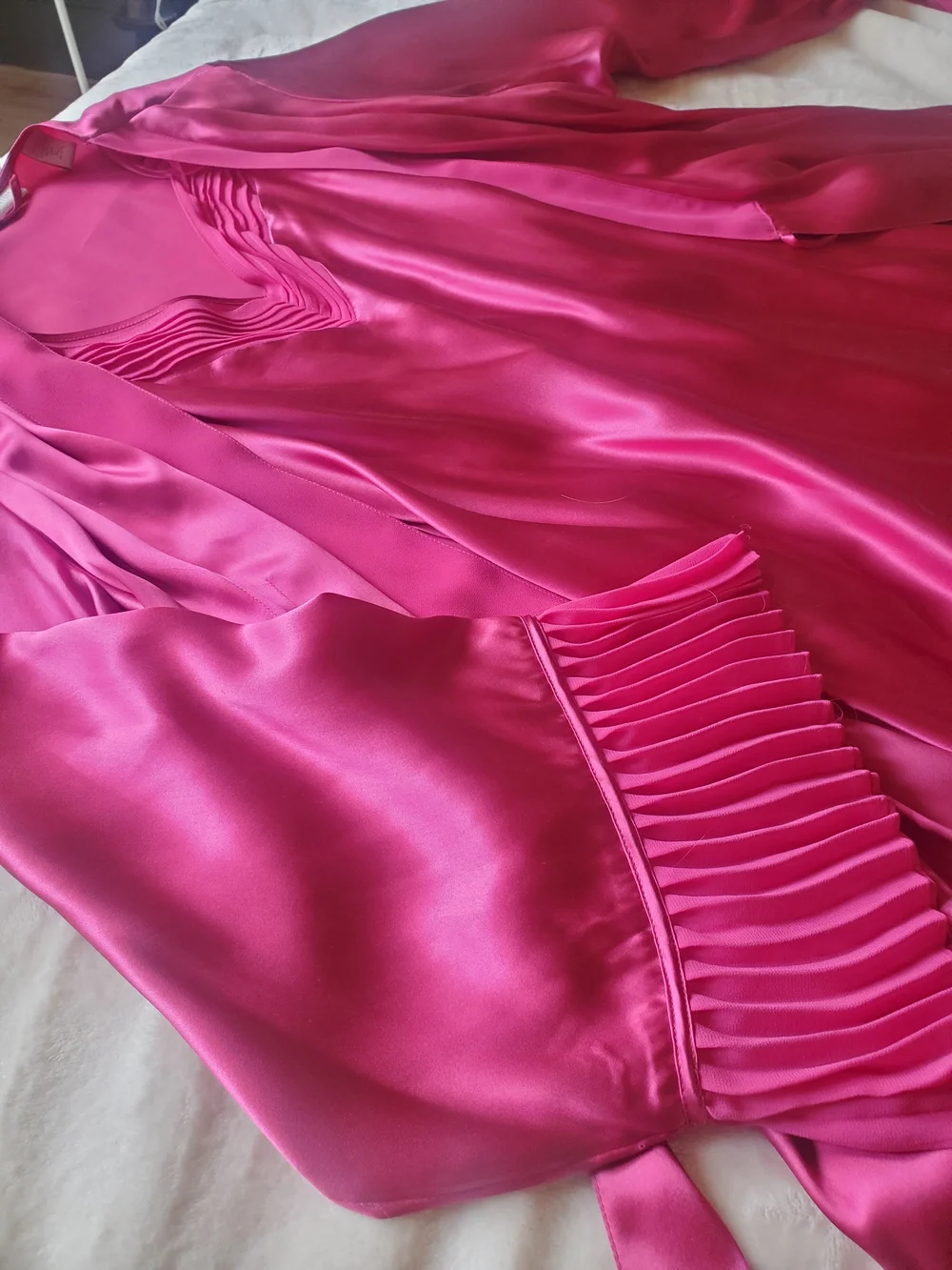 Vintage Silk Robe Set XL Valerie Stevens Pink 90s Boudoir Lingerie Lounge - Picture 5 of 16